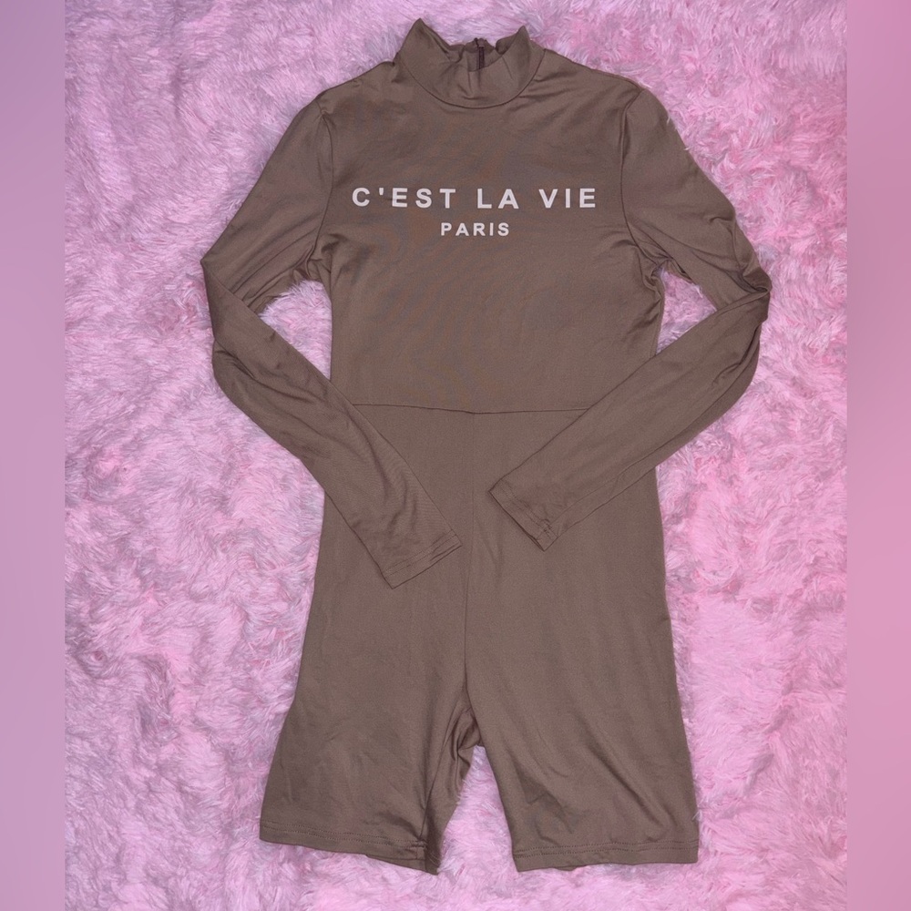 Brown Long Sleeve Romper- Small
